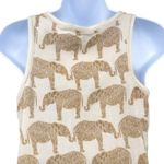 Anthropologie Lucky Brand Embroidered Elephant Print Tank Top Boho Tan Bead Tie Shirt XS Photo 7