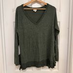Anthropologie Like New  Postmark Gia Split Ruffle Hem V-Neck Sweater Photo 2
