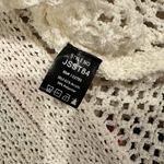 POL SUNSET CROCHET BOHO HOODIE WHITE SWEATER Knit Orange STRIPED SLEEVES SIZE L Photo 12