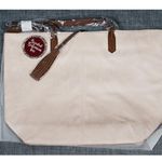 Arcadia Braided Handle Boho Shimmer Tote Bag Faux Leather NWT! Brown Photo 1