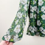 Draper James Women's XS Green Floral Long Sleeve Smocked Blouse Lined Top Photo 1