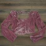 Free People  Bridgette Velvet Blouse in Mauve Photo 3