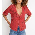 Madewell Blouse Daylight Top in Windswept Floral Americana Floral Cranberry 2 Photo 1