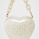 Target  Heart Pearl Purse Acrylic Lucite Magnetic Handbag Cream Chain A New Day Photo 0