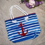 Boutique Large Striped Nautical Beach Bag Photo 0