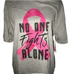 BREAST CANCER AWARENESS GRAY & PINK "NO ONE FIGHTS ALONE" TEE MEDIUM Photo 35