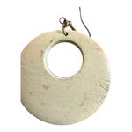 Wooden circle boho design beige dangle earrings funky bohemian Brown Photo 3