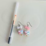 Cute Pastel Heart Earrings with Bow Pink Photo 1