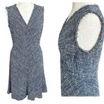 Rebecca Taylor  Tweed Dress Navy Sleeveless Fit & Flare Fringe Women’s Size 8 NEW Photo 2