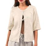 Amazhiyu Women Pure Linen
Open Front Cropped
Cardigan Elbow Sleeve
Summer size M Tan Size M Photo 0