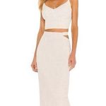 Bardot Linen Blend Midi Skirt Side Cut Out Oatmeal Cream Straight Size Large Photo 0