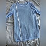 Talbots Sweater Women's Blue Mesh Cotton Open Knit Boat Neck Long Sleeve Small Photo 6