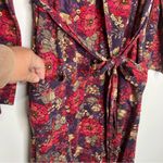 Garnet Hill Green cotton by floral robe pockets pink purple one size fits most Photo 2
