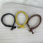 Source Unknown 4 Chain Link Braided Bracelets Set Gold Silver Tone Black Brown Yellow Cord NWOT Photo 7