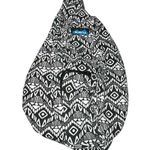 KAVU  Black & White Geometric Canvas Rope Sling Pack Bag Photo 0