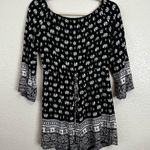 Depri Boho Black White Elephant Off the Shoulder Romper, Sz Medium Photo 0