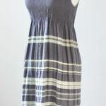 Max Studio  Slate Grey Light Yellow Stripe Sleeveless Scoop Smock Dress Small Photo 2