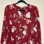 Torrid  Burgundy Floral Long Sleeve Blouse, Large Photo 2