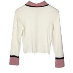 Alice + Olivia Women’s Cream and Pink Colorblocked Wool Blend Knit Top Photo 6
