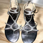 Ivanka Trump ✨ Silver/Gray Metallic Flat Sz 7.5 Sandals✨ Photo 0