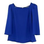 ZARA  Blue Puff Shoulder 3/4 Blouse Zip Back Photo 0