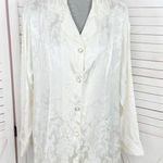 Victoria's Secret Victoria’s‎ Secret Vintage Jacquard Satin Pajama Top Ivory Medium Button Photo 0