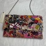NWT Anthropologie Sparkled Beaded Flora Clutch Purse in Rose/Tyrie w Chain Strap Pink Photo 1