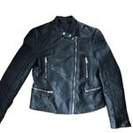 Max Studio Classic Crop Moto Faux Leather Jacket Sz M Full Zip Lined Black Photo 10
