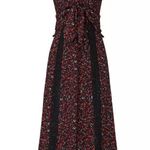 Thakoon Collective Paisley Tie Front Midi Dress Sz 4 Black and Red Floral Photo 6