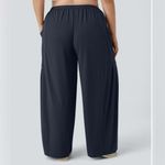 Halara Navy Blue Mid Rise Drawstring Pocket Palazzo Flowy Wide Leg Pants Size 1X Photo 1
