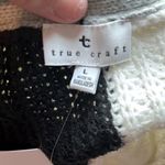 True Craft Cardigan Black White Gray Color Block Acrylic Sweater  Women Large New Photo 11