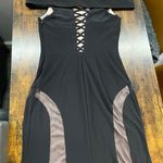 Nightway Black & Beige Cold Shoulder Gown Maxi Mermaid Dress SZ 6 Photo 6