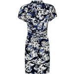 Theia Blue White Black Floral Faux Button Front Mandarin Collar Sheath Dress 2 Photo 2