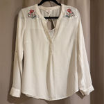 Candie's  White Blouse with Red Floral Embroidery Photo 0