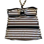 Island Waves women's size 8 black brown white striped tie neck tankini swimsuit Photo 5