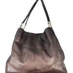Coach  Madison Phoebe Pebbled Leather 3 Compartment Purple Brown Shoulder Bag Photo 0