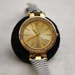 Charming Charlie  Gold Tone Rhinestone Accent Black/White ZigZag Band Watch Photo 0