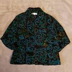 Harvé Benard Open Front Jacquard Teal Olive Black Jacket 6 Photo 0