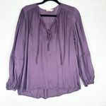 Nation Ltd Sandra Seamed Peasant Blouse Purple Rain Size Medium Satin L/S Photo 0