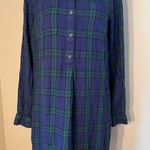 Old Navy Green Blue Plaid Flannel Long Sleeve Dress Small Photo 0