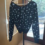 Lucy Paris  Shiny Star Black Silver Sweater Size Medium Photo 5