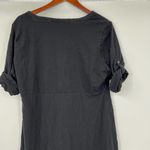 Woolrich black 3/4 Roll Tab Sleeve V-Neck A-Line Casual cotton Dress neutral XL Photo 2