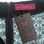 NWT Melissa Masse "Made to Measure" Black & Jade Green Tile Print Dress Photo 3