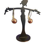 Vtg Silver Tone Leverback Faux Copper Pearl Drop Earrings Leverback .75" Estate Photo 0