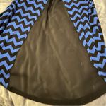 Shanley Chevron Mesh Back Casual Long Sleeve Top Hi Lo Hem Royal Blue Black M Size M Photo 7