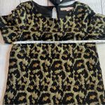 Anthropologie Hutch Short Sleeve Gold and Black Leopard Metallic Top Size Small Photo 2