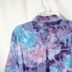 Old Navy  Large Top Handmade Tie Dye Shirt Button Up Long Sleeve‎ Purple Blue 904 Photo 7