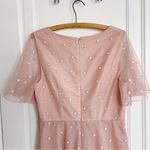 Adrianna Papell  • Metallic Clip Dot Gown blush pink flutter sleeve surplice Photo 12