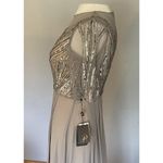 Adrianna Papell NWT  Formal Dress Silver Sz 2 Beaded Bodice Chiffon Bride Groom Photo 11