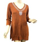 Global Chic by IMAN Touch of Cashmere Saddle Brown Sweater / Tunic. Size: XS Photo 0